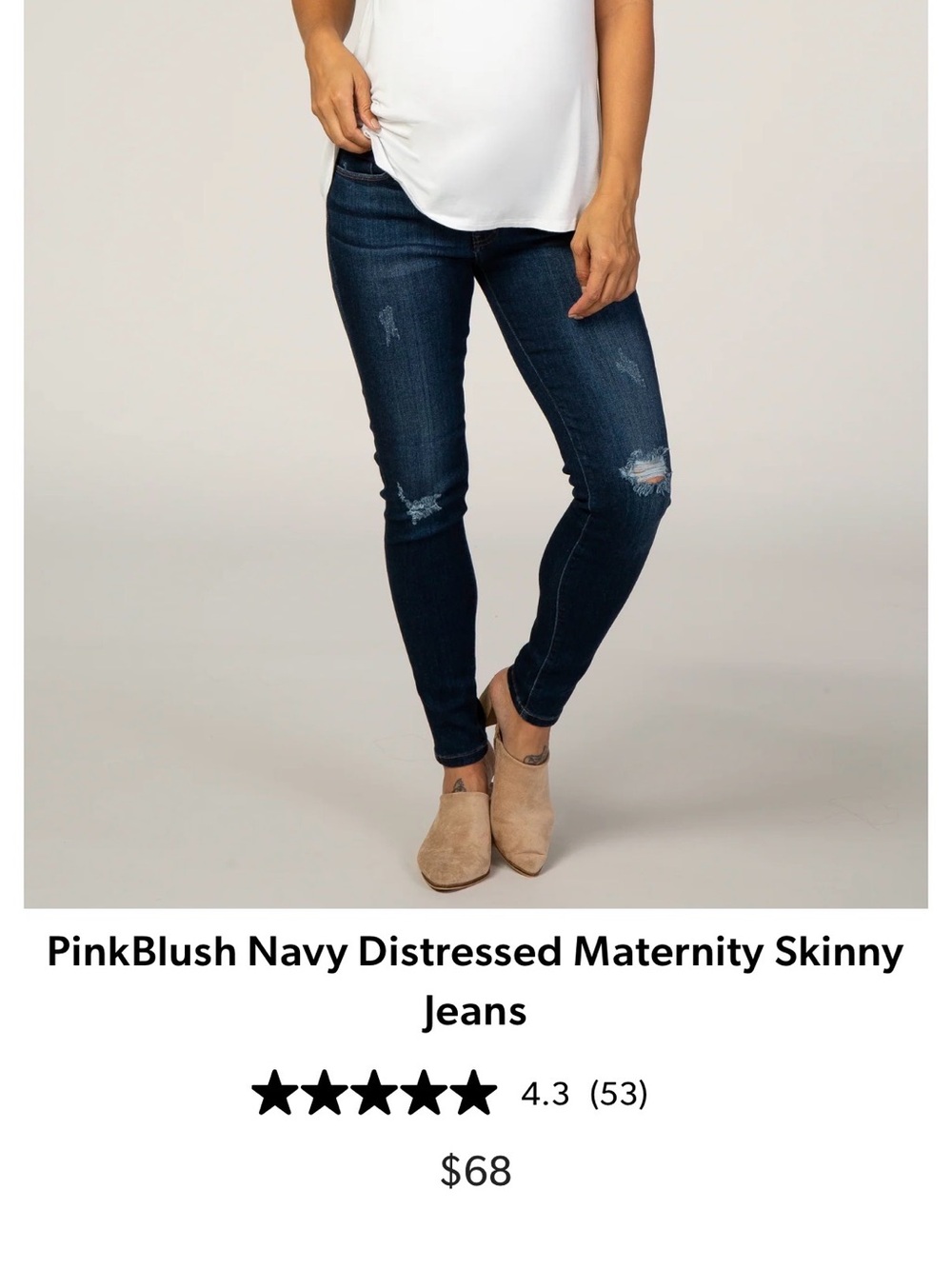 Pinkblush Navy Distressed Skinny Maternity Jeans